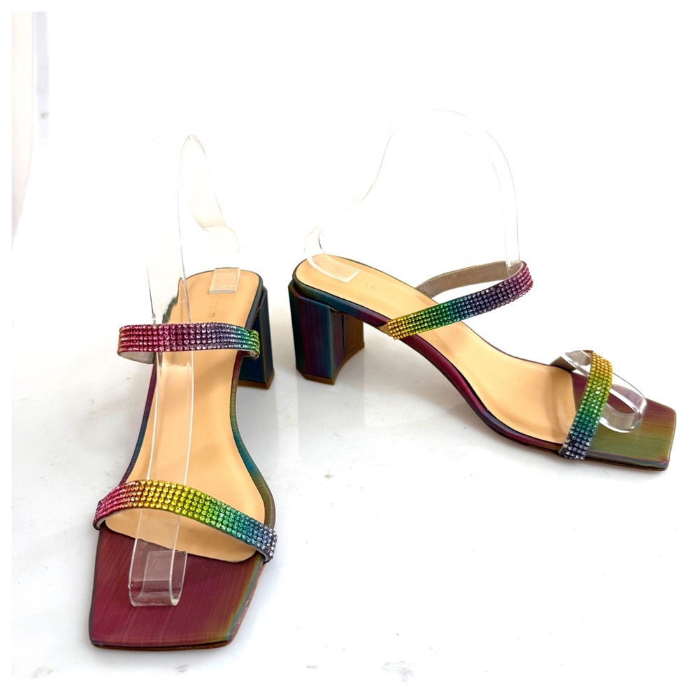 By Far Tanya Rainbow Crystal Mule Sandals Size 39 (US 9)